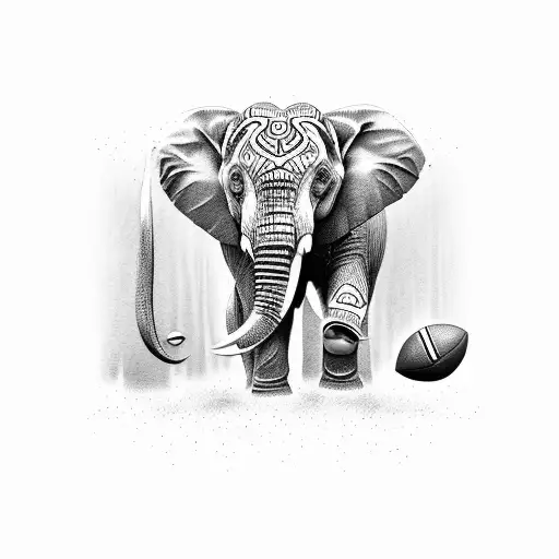Elephant football castle tattoo design idea