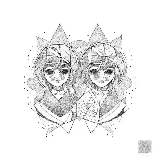 two  little sisters  tattoo design idea