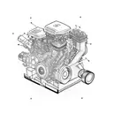 A detailed schematic of a motorbike engine intertwined with a stack of cash tattoo design idea