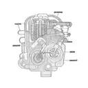 A detailed schematic of a motorbike engine intertwined with a stack of cash tattoo design idea