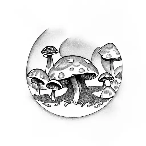 modish trendy stylish mushroom tattoo design idea