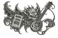 music tattoo demon with amp death loud abstract tattoo design idea
