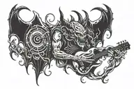 music tattoo demon with amp death loud abstract tattoo design idea