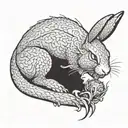 rabbit eating a dragon tattoo design idea