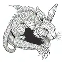 rabbit eating a dragon tattoo design idea