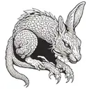 rabbit eating a dragon tattoo design idea