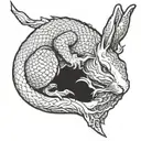 rabbit eating a dragon tattoo design idea