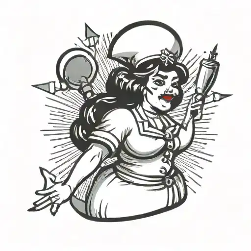 angry fat nurse tattoo design idea