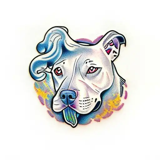 white pit bull tattoo design idea