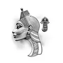nefertiti side view with cobra and ankh tattoo design idea