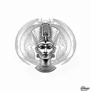 nefertiti side view with cobra and ankh tattoo design idea