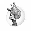 nefertiti side view with cobra and ankh tattoo design idea