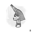 nefertiti side view with cobra and ankh tattoo design idea