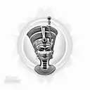 nefertiti side view with cobra and ankh tattoo design idea