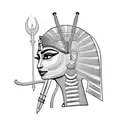 nefertiti side view with cobra and ankh tattoo design idea