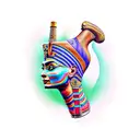 nefertiti side view with cobra and ankh tattoo design idea