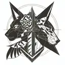 Anubis and Bastet Egyptian Goddess Head Tattoo tattoo design idea