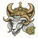 king and queen rams with crowns symbolizing royalty tattoo design idea