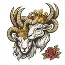king and queen rams with crowns symbolizing royalty tattoo design idea
