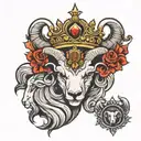 king and queen rams with crowns symbolizing royalty tattoo design idea