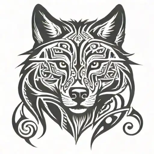 wolf face tattoo design idea
