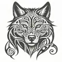 wolf face tattoo design idea