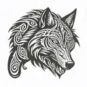 wolf face tattoo design idea