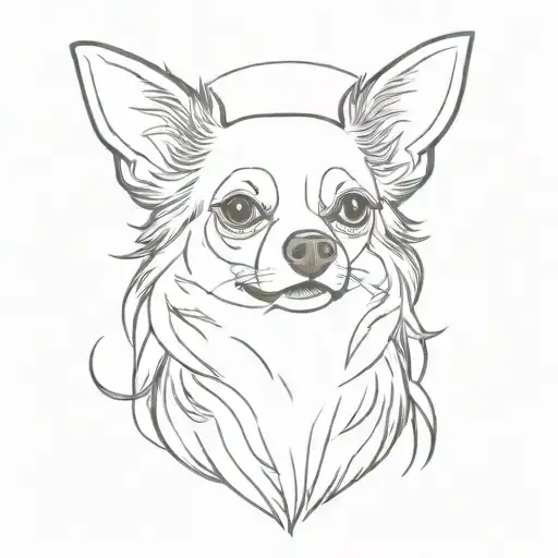 long haired chihuahua ears tattoo design idea