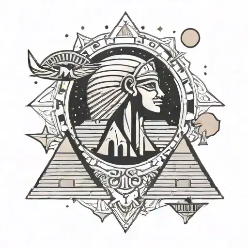 Egyptian moon with pyramids  tattoo design idea