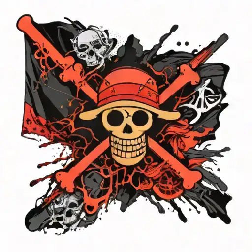 one piece pirate flag tattoo design idea