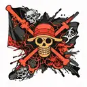 one piece pirate flag tattoo design idea