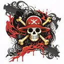 one piece pirate flag tattoo design idea
