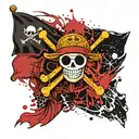 one piece pirate flag tattoo design idea