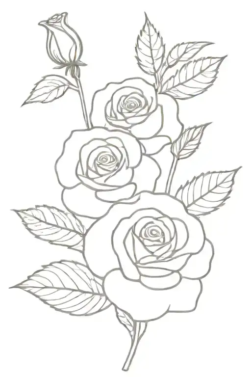 small and simple line tattoo with one rose flower and one viola flower tattoo design idea