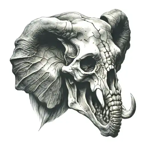 elephant skull face tattoo design idea