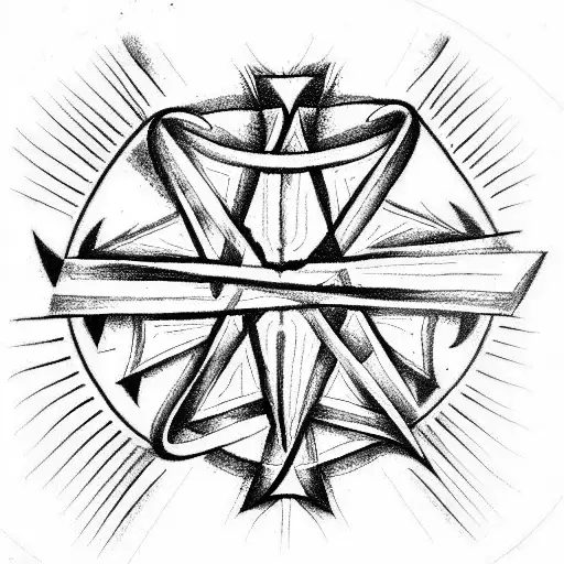 upside down cross, occult tattoo design idea