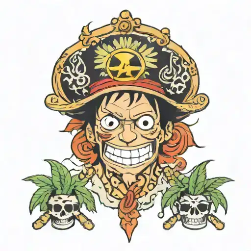 marihuana one piece anime tattoo design idea