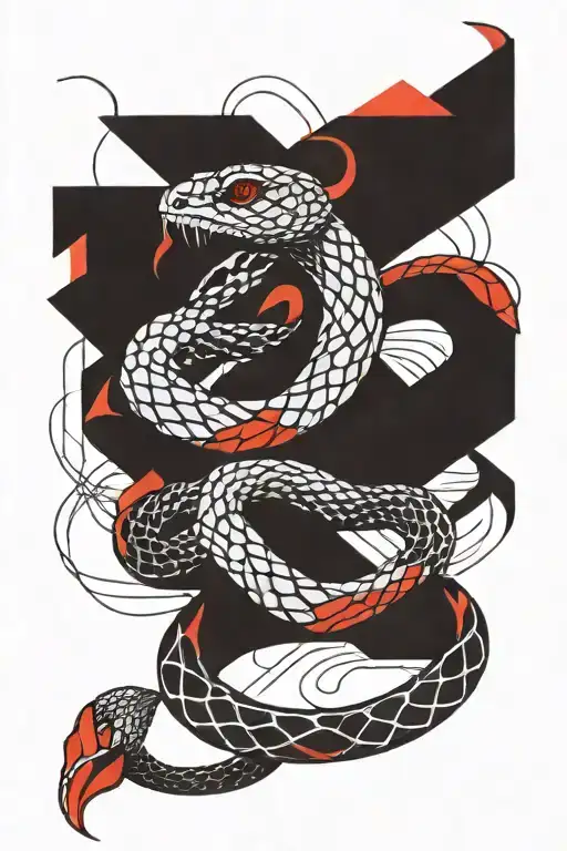 viper snake with red sharigans  tattoo design idea