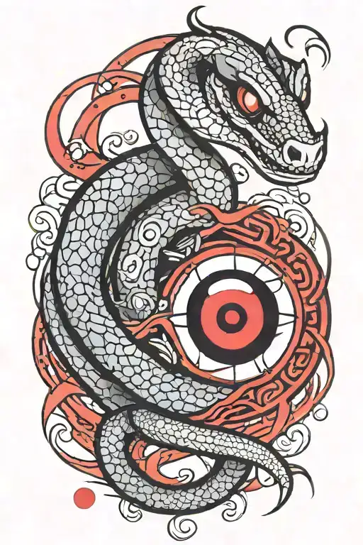 viper snake with itachi sharingan tattoo design idea