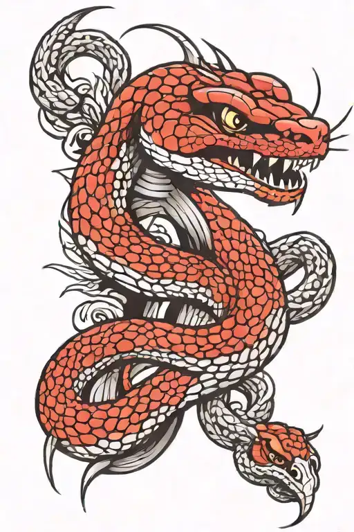 viper snake with red sharigans  tattoo design idea