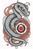 viper snake with itachi sharingan tattoo design idea