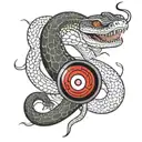 viper snake with itachi sharingan tattoo design idea