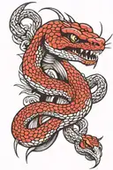 viper snake with red sharigans  tattoo design idea