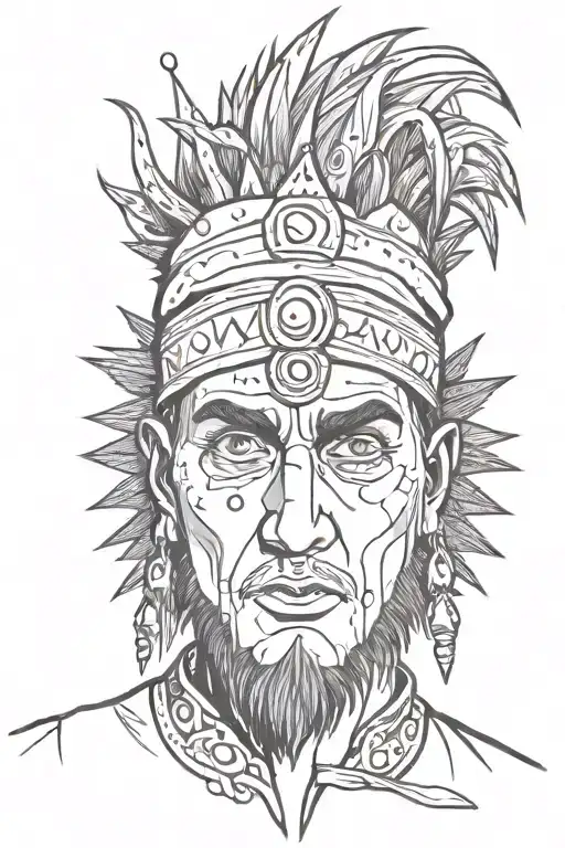 a fortune teller man with spiky hair and eyes melted tattoo design idea