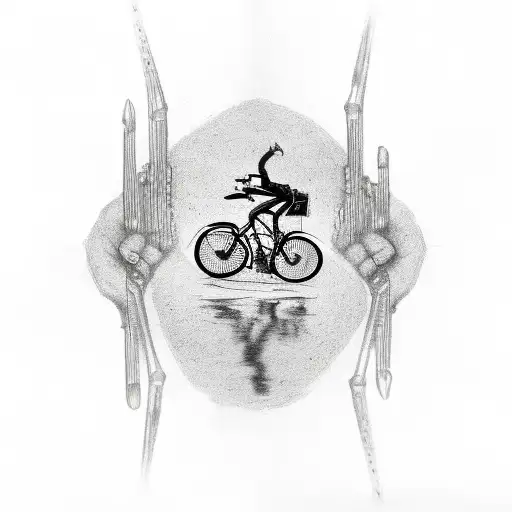 capital letter M with a bike chain and footprint tattoo design idea