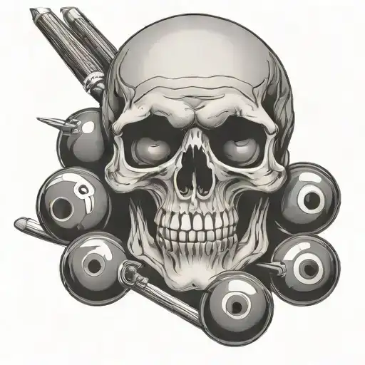 skull with billiard balls for eyes  tattoo design idea