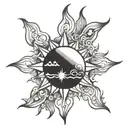 sun, sin, pride tattoo design idea