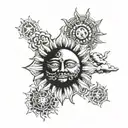 sun, sin, pride tattoo design idea