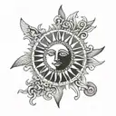 sun, sin, pride tattoo design idea