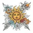 sun, sin, pride tattoo design idea